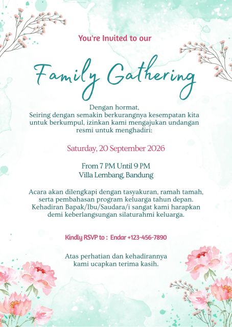 5 Contoh Undangan Family Gathering untuk Berbagai Acara 6 contoh undangan family gathering keluarga besar