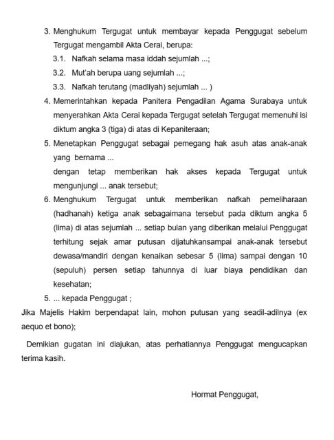 6 Contoh Surat Gugatan Cerai Istri kepada Suami, Lengkap dengan Formatnya! 21