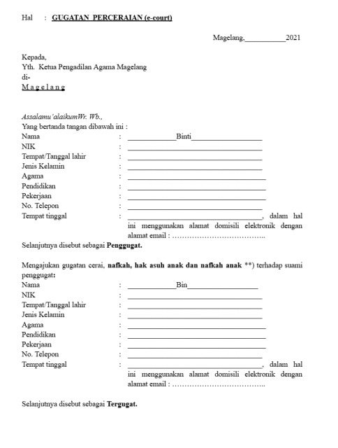 6 Contoh Surat Gugatan Cerai Istri kepada Suami, Lengkap dengan Formatnya! 23