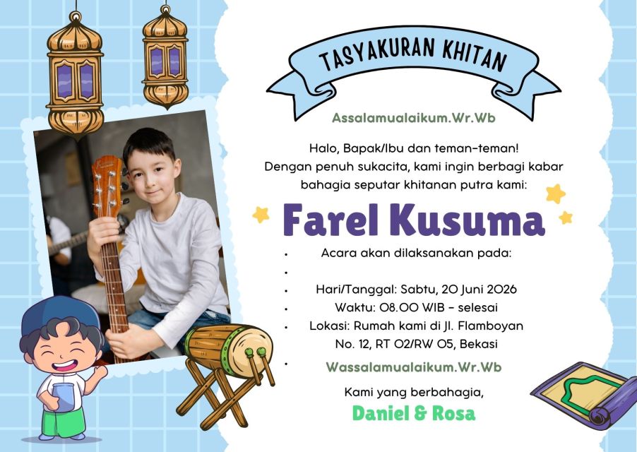 6 Contoh Undangan Khitanan Anak Singkat yang Menarik 4 undangan khitanan anak simple