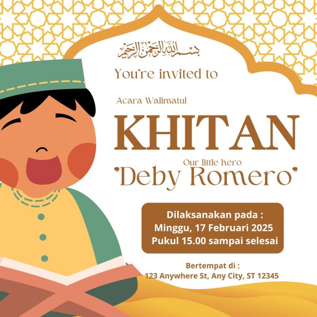 6 Contoh Undangan Khitanan Anak Singkat yang Menarik 5 undangan khitanan modern