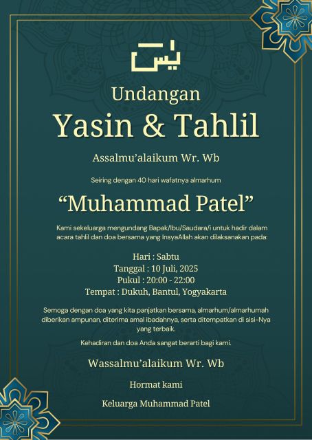 6 Contoh Undangan Tahlilan 7 Hari, 40 Hari, hingga 1000 Hari 8 undangan tahlilan 40 hari