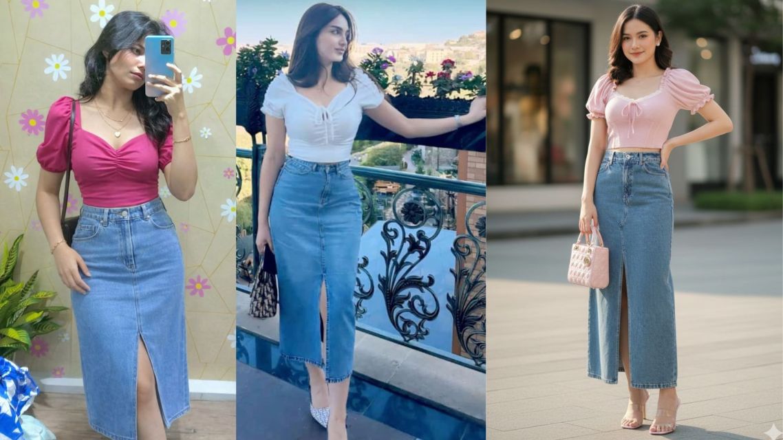 12 Inspirasi OOTD Rok Jeans yang Stylish dan Kekinian untuk Semua Bentuk Tubuh 16 Ootd rok jeans (4)