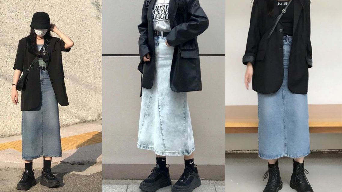 12 Inspirasi OOTD Rok Jeans yang Stylish dan Kekinian untuk Semua Bentuk Tubuh 21 Ootd rok jeans (10)