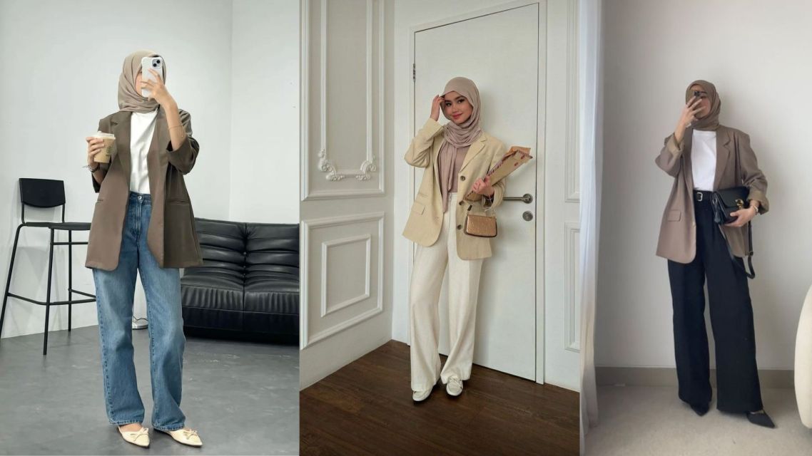 15 Outfit Kantor Wanita Hijab yang Elegan, Modern, dan Bikin Penampilan Makin Profesional 17 Outfit Kantor Wanita Hijab (1)