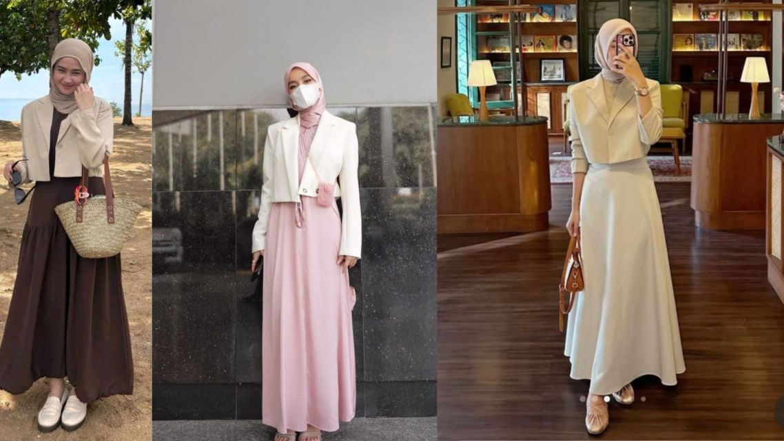 15 Outfit Kantor Wanita Hijab yang Elegan, Modern, dan Bikin Penampilan Makin Profesional 27 Outfit Kantor Wanita Hijab (11)
