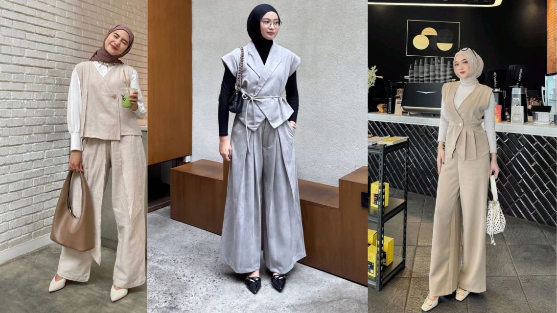 15 Outfit Kantor Wanita Hijab yang Elegan, Modern, dan Bikin Penampilan Makin Profesional 28 Outfit kantor wanita hijab (12)