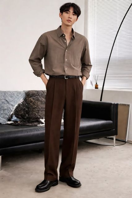 7 Style Melamar Kerja Pria yang Rapi, Modern & Profesional 12 earth tone outfit