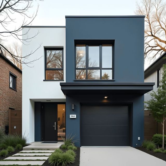 10 Warna Cat Rumah Bagian Luar yang Elegan dan Mewah 18 navy blue house exterior