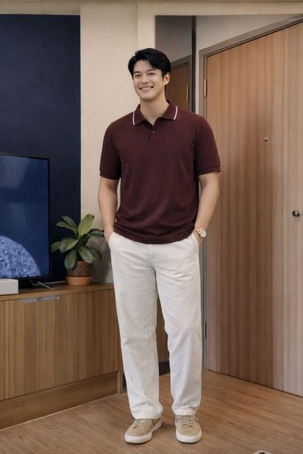 7 Outfit Kuliah Pria yang Stylish, Simpel & Nyaman Dipakai 11 polo shirt dan chino pants
