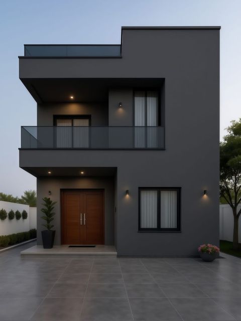 10 Warna Cat Rumah Bagian Luar yang Elegan dan Mewah 16 rumah warna charcoal