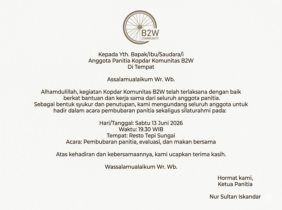 5 Contoh Undangan Pembubaran Panitia untuk Berbagai Acara, Tinggal Pakai 10 hipwee-contoh pembubaran panitia