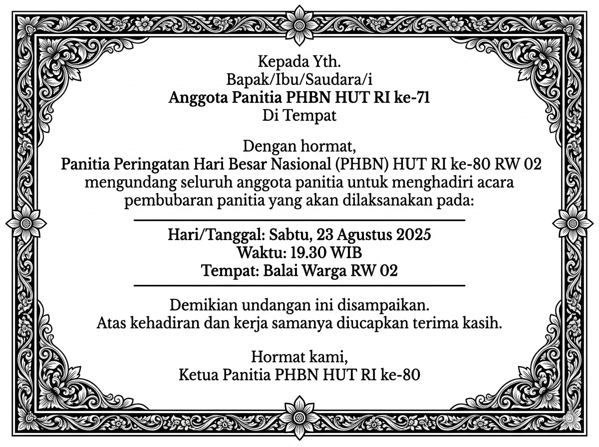 5 Contoh Undangan Pembubaran Panitia untuk Berbagai Acara, Tinggal Pakai 7 hipwee-contoh pembubaran panitia