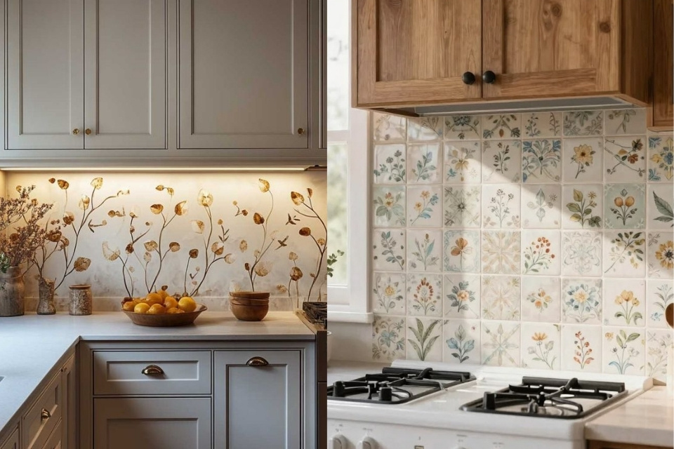11 Inspirasi Warna Keramik Dinding Dapur yang Bagus dan Stylish agar Dapur Makin Estetik 22 hipwee-Keramik Dinding Dapur Motif Bunga Terbaru yang Tetap Relevan