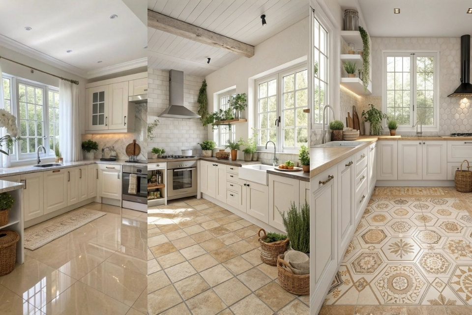 Paling Dicari, Ini 9 Warna Keramik Lantai Dapur yang Bagus dan Instagramable 10 Warna keramik lantai dapur yang bagus krem hangat untuk dapur minimalis modern