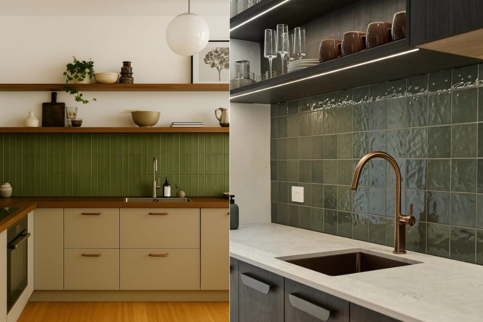 11 Inspirasi Warna Keramik Dinding Dapur yang Bagus dan Stylish agar Dapur Makin Estetik 14 hipwee-Olive Green, Warna Keramik Dinding Dapur yang Bagus untuk Konsep Natural