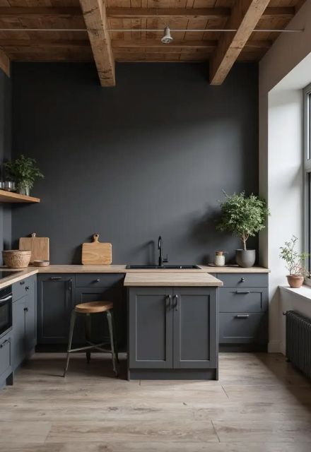 10 Warna Cat Dapur yang Bagus dan Memberi Kesan Nyaman 20 charcoal gray wall