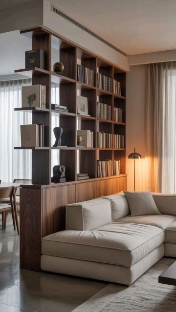 10 Sekat Ruang Tamu Minimalis yang Estetik dan Fungsional 17 custom cabinet divider