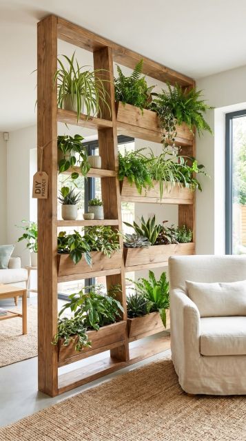 10 Sekat Ruang Tamu Minimalis yang Estetik dan Fungsional 15 indoor plants divider