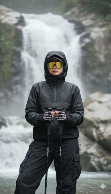 7 Outfit Naik Gunung Hijab yang Stylish, Nyaman & Aman 12 jaket waterproof dan celana trekking anti air