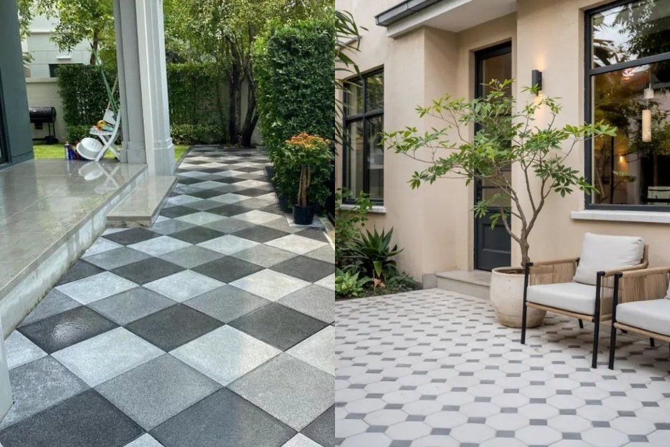 14 Warna Keramik Lantai Teras yang Bagus dan Estetik, Nggak Gampang Kotor 28 hipwee-motif keramik teras depan terbaru checkerboard