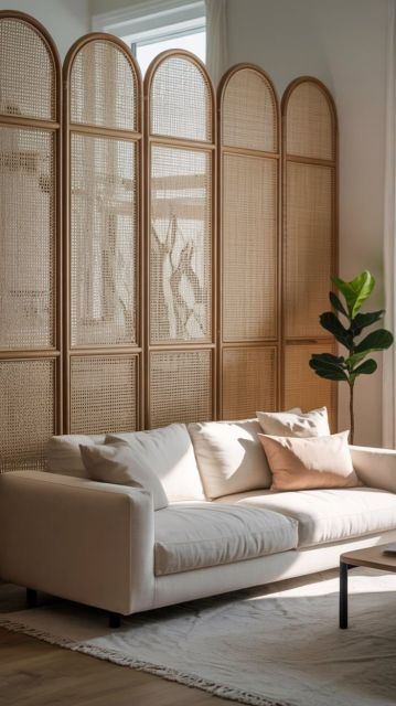 10 Sekat Ruang Tamu Minimalis yang Estetik dan Fungsional 16 rattan room divider