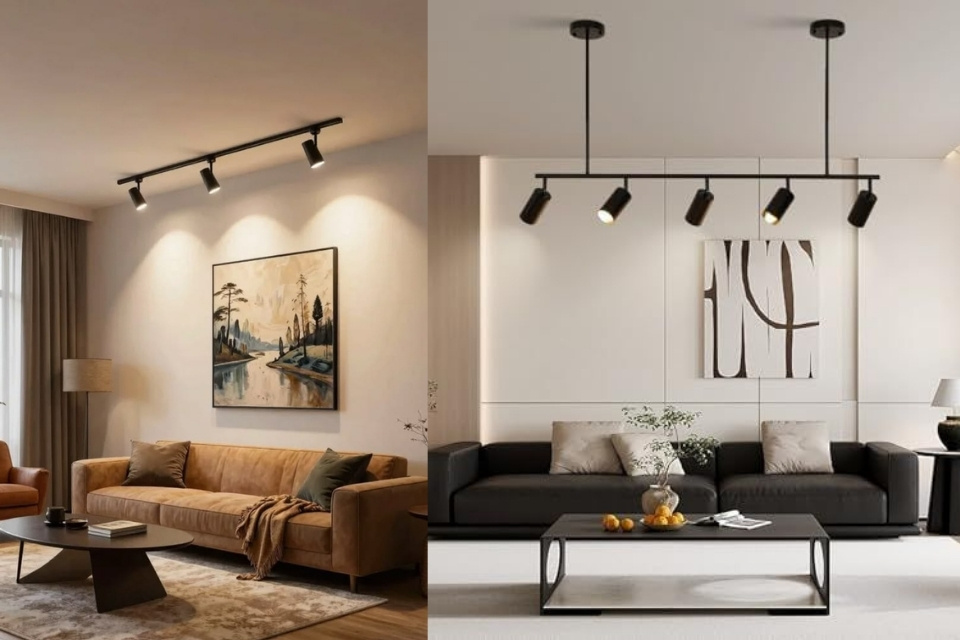 11 Model Lampu Ruang Tamu Minimalis Terbaru yang Bikin Ruangan Makin Estetik 22 track light sorot minimalis ruang tamu