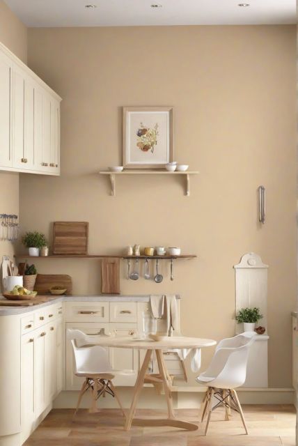 10 Warna Cat Dapur yang Bagus dan Memberi Kesan Nyaman 14 warm beige wall kitchen