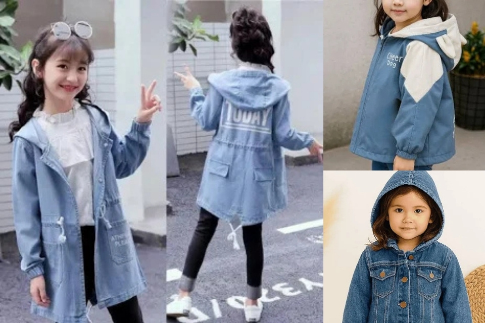 7 Jaket Anak Perempuan yang Keren, Murah, dan Lucu Buat Si Kecil Makin Stylish 8 hipwee-Jaket Jeans Soft Denim dengan Hoodie