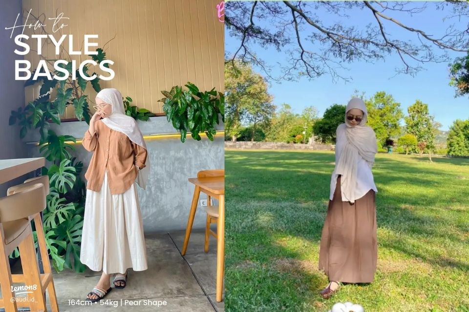 Sulitnya Styling Outfit Hijab Pear Body Shape! Ada Solusinya, Lho 6 hipwee-Pilih Bahan yang Jatuh, Hindari Kaos untuk pear body shape
