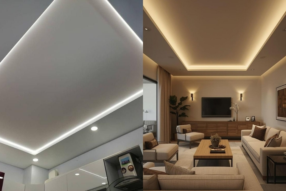 Inspirasi Model Plafon PVC Ruang Tamu yang Paling Awet, Murah dan Kekinian, Bikin Rumah Makin Kece! 8 hipwee-Plafon PVC Drop Ceiling dengan Hidden Lighting