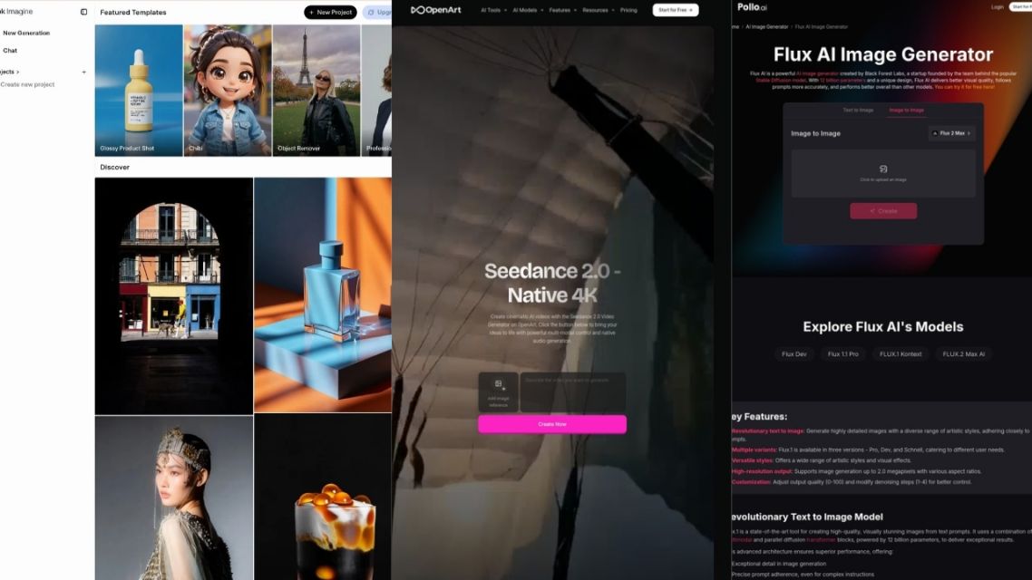 XImagineAI: The Grok Video Upgrade That Brings Seedance, Flux, and More Into One Platform 8 Multiple AI image generation platforms displayed for creative workflow comparison