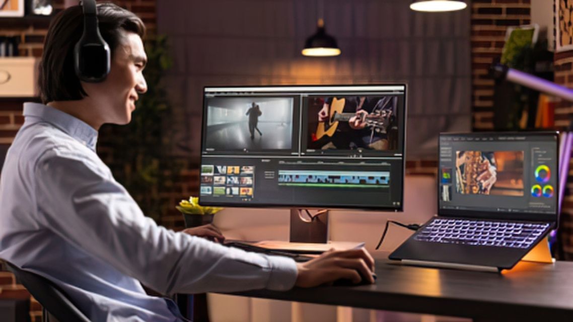 XImagineAI: The Grok Video Upgrade That Brings Seedance, Flux, and More Into One Platform 11 Content creator editing AI-generated images and videos on an ultrawide monitor
