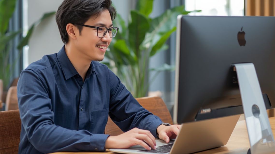Best Portable Monitors for Students and Remote Workers: Building a Flexible Digital Lifestyle 12 Student using a portable monitor with a laptop for a dual-screen workspace