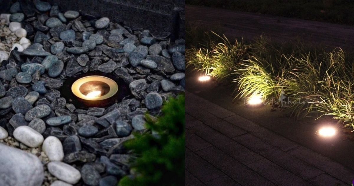 9 Model Lampu Taman Minimalis yang Bikin Suasana Halaman Makin Estetik 16 hipwee-Lampu Lantai Tanam (In-Ground Light)