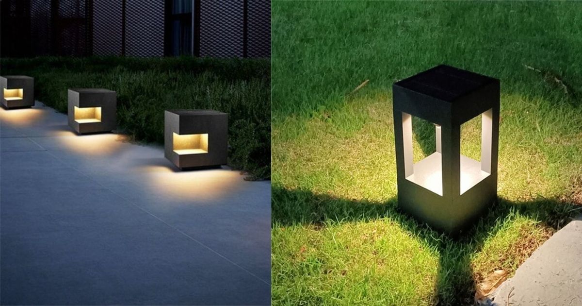 9 Model Lampu Taman Minimalis yang Bikin Suasana Halaman Makin Estetik 17 hipwee-Lampu Pilar Kotak Minimalis