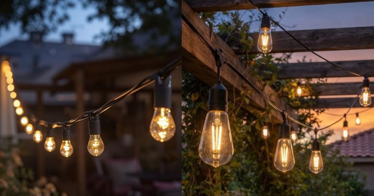 9 Model Lampu Taman Minimalis yang Bikin Suasana Halaman Makin Estetik 14 hipwee-String Lights Gantung