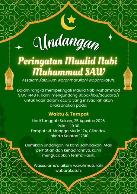 7 Undangan Maulid Nabi Muhammad SAW yang Sopan 8 contoh undangan maulid nabi 2026 untuk warga