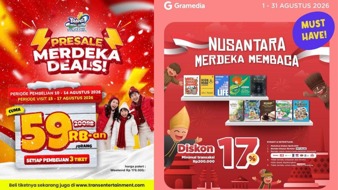 Daftar Promo Kemerdekaan 2026, Banyak Diskon Menarik Sambut 17 Agustus! 17 Promo kemerdekaan 2026 hiburan