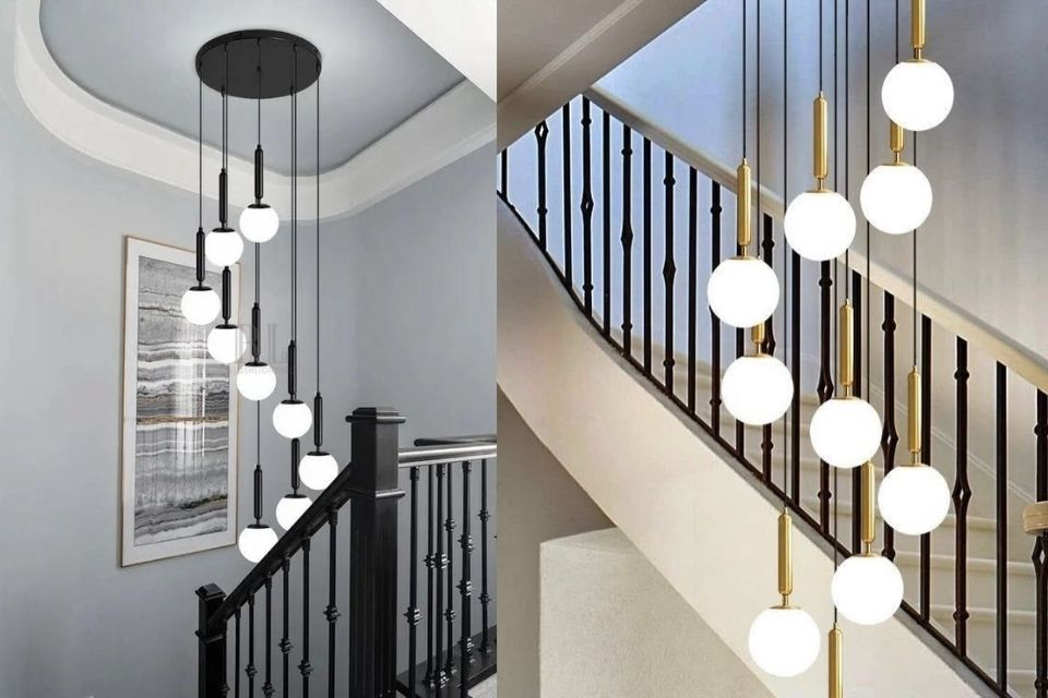 9 Model Lampu Void Rumah untuk Plafon Tinggi, Estetik dan Modern 10 hipwee-Desain bola kaca juntai spiral