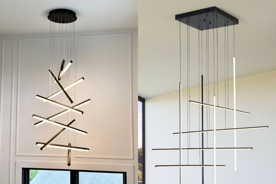 9 Model Lampu Void Rumah untuk Plafon Tinggi, Estetik dan Modern 12 hipwee-Garis geometris linier buat pencinta gaya artsy dan serba tegas