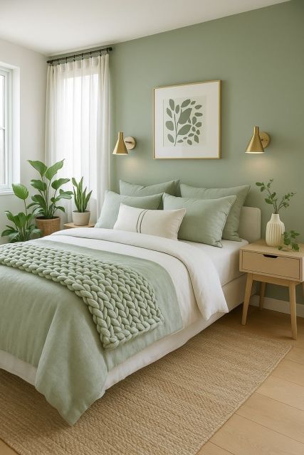 10 Warna Cat Kamar Tidur yang Menenangkan dan Bikin Betah 9 sage green bedroom