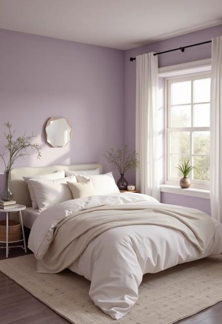 10 Warna Cat Kamar Tidur yang Menenangkan dan Bikin Betah 13 soft lavender bedroom