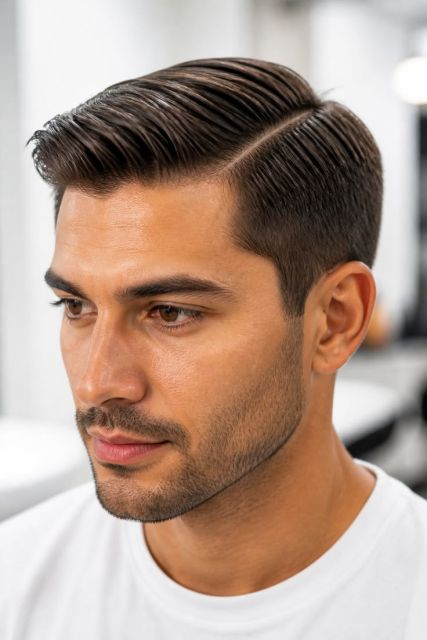 11 Model Rambut Pria untuk Wisuda yang Stylish, Rapi, dan Bikin Pangling! 15 Pria dengan Ivy League cut, rambut pendek bersih yang disisir miring ke samping