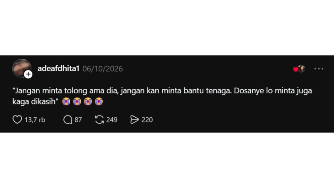 Auto Bikin Nyengir, Ini 11 Celetukan Betawi Lucu yang Viral di Threads Buat Penawar Stres 12 Tangkapan layar Threads berisi sindiran Betawi untuk orang pelit