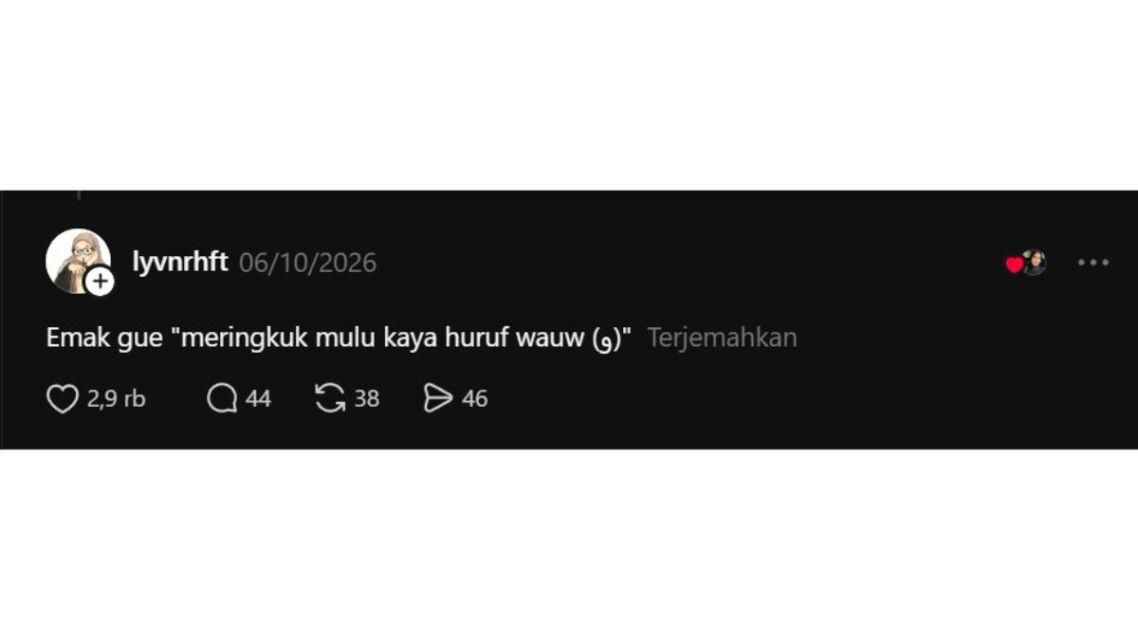 Auto Bikin Nyengir, Ini 11 Celetukan Betawi Lucu yang Viral di Threads Buat Penawar Stres 15 Tangkapan layar Threads tentang sindiran emak Betawi untuk anak yang tidur meringkuk seperti huruf wau