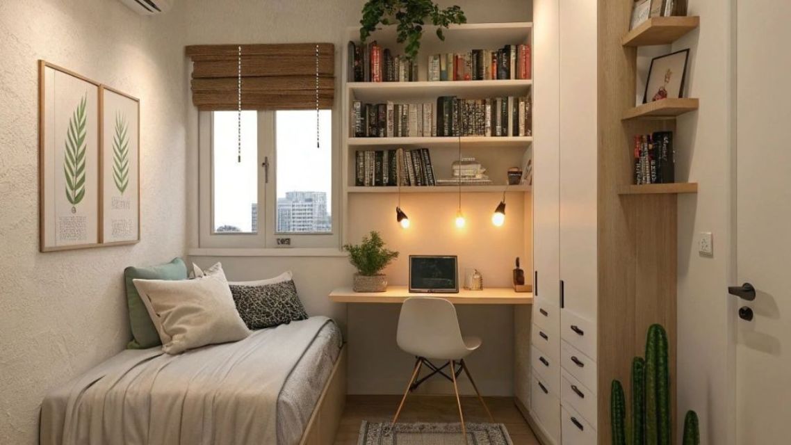 9 Tips Make Over Kamar Kost 3x3 Low Budget di Bawah 1 Juta 13 rak dinding