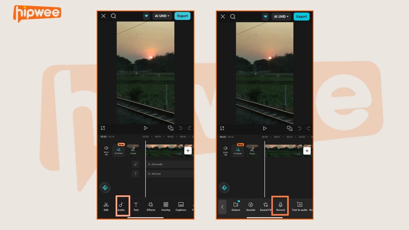 Mau Bikin Video yang Mudah Dipahami Penonton? Tambahkan Caption Otomatis Aja! 9 Tampilan fitur Audio dan Record untuk merekam suara di aplikasi CapCut